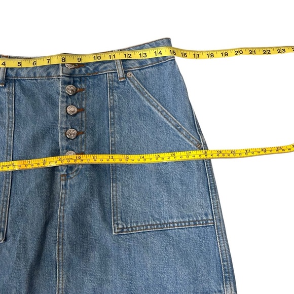 Topshop Denim Skirt Blue Button Front Closure Pockets Cotton Size 6 90s Y2K Boho - Picture 5 of 16